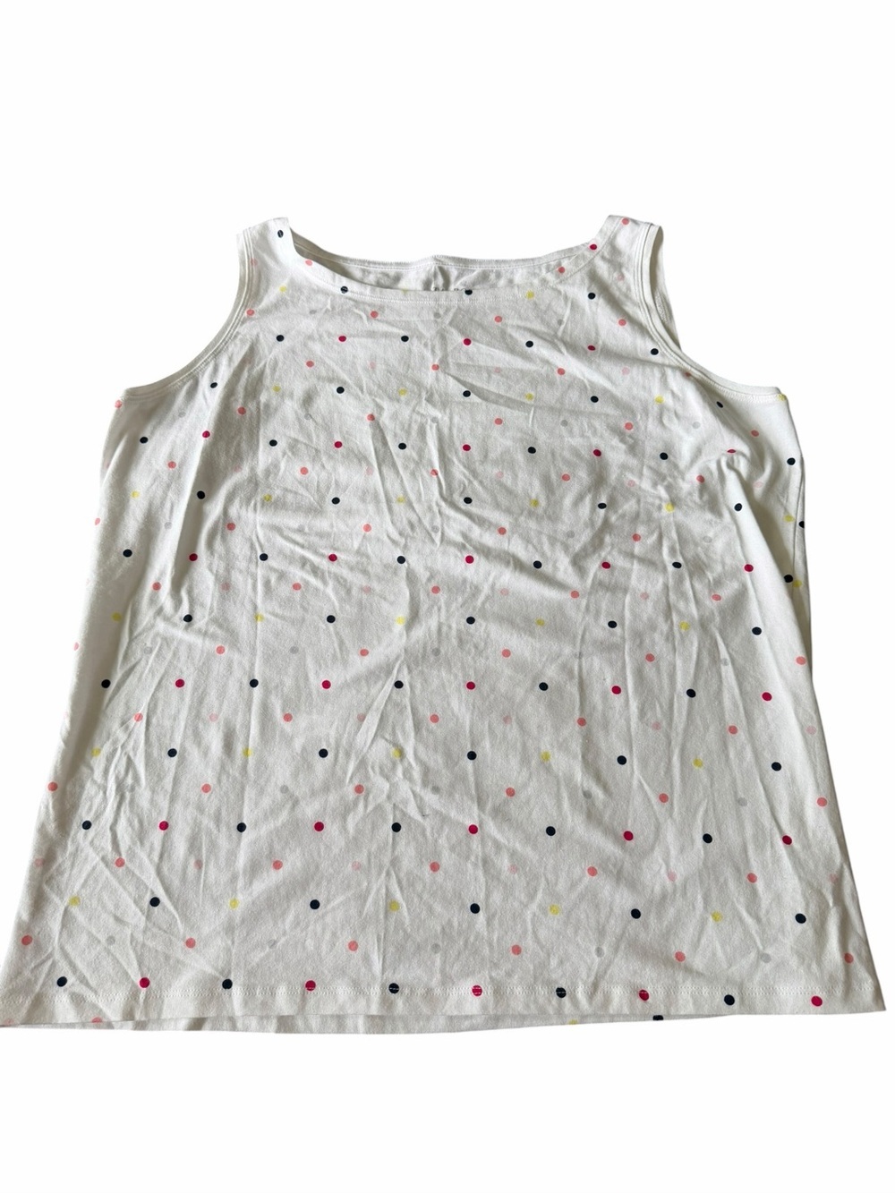 Talbots White Tank Top with Multicolor Polka Dots